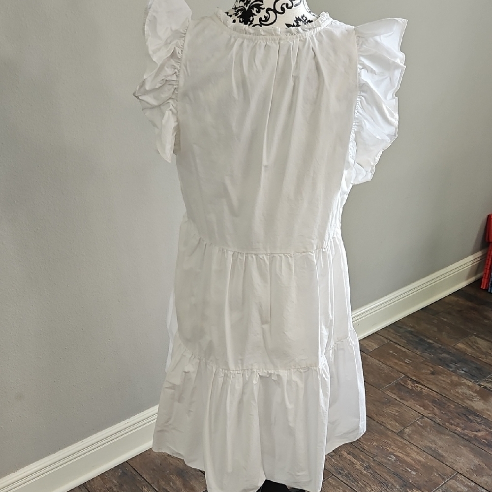 Chic White Ruffle Sleeve Mini Dress - Picture 4 of 6